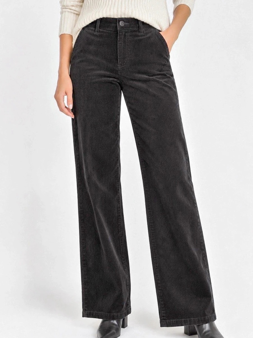 H&M Divided Black Corduroy Wide Leg Pants Black 6